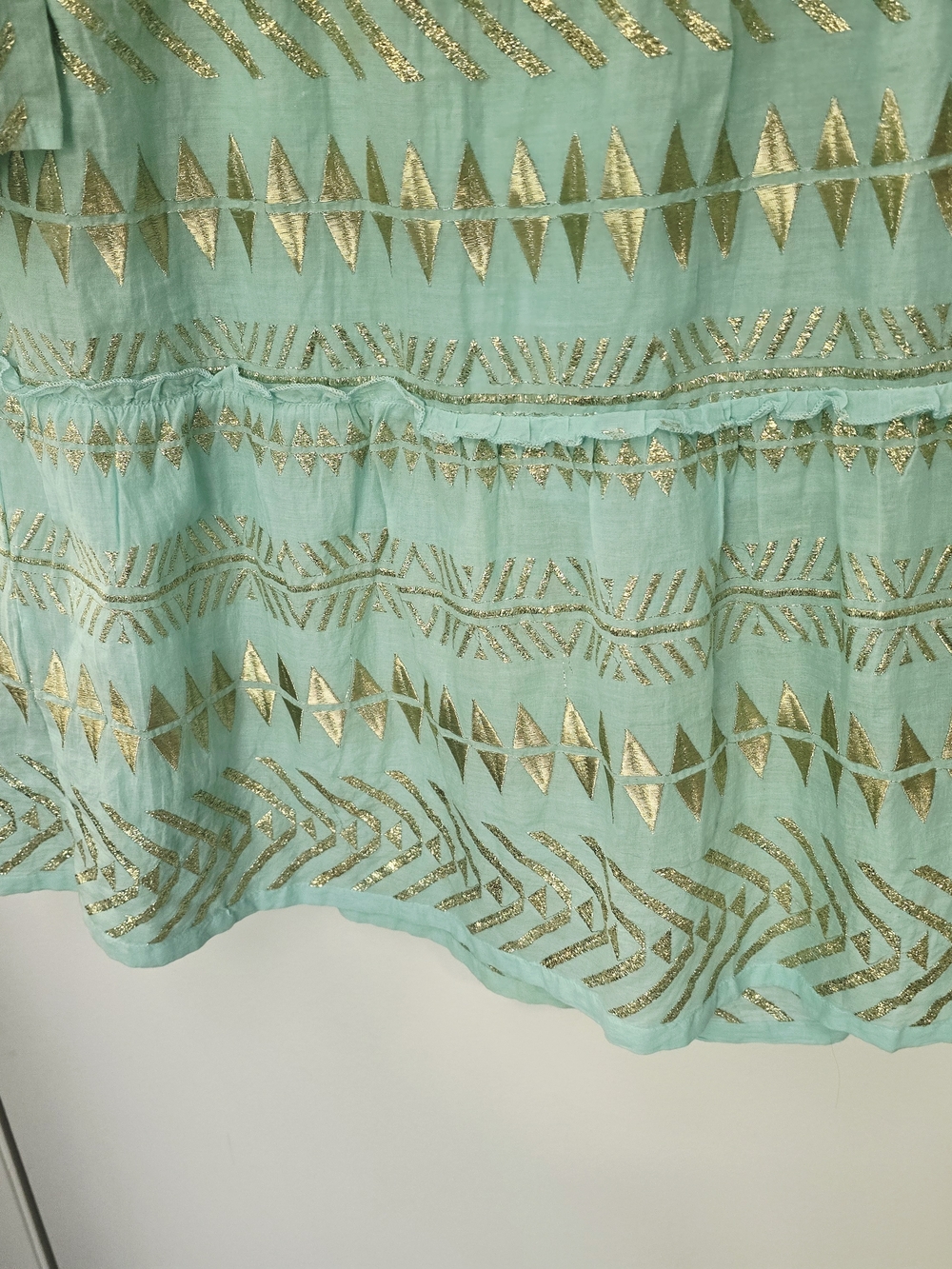 Boston Proper Turquoise Long Sleeve V Neck Minidress W Gold Embroidery-Med - Picture 8 of 16